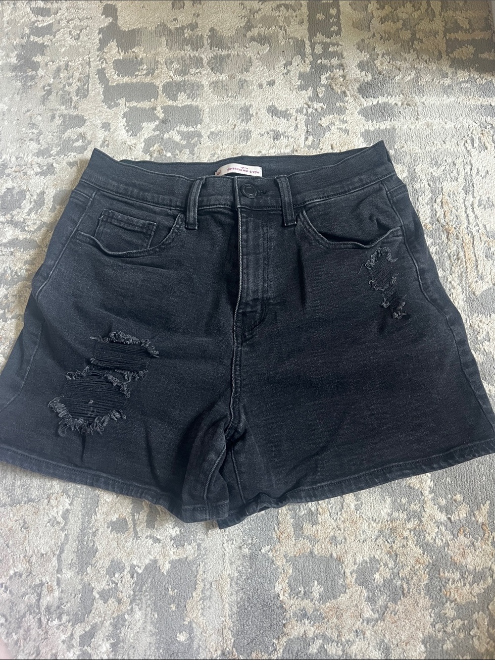 SO Black Distressed High-Rise Jean Shorts